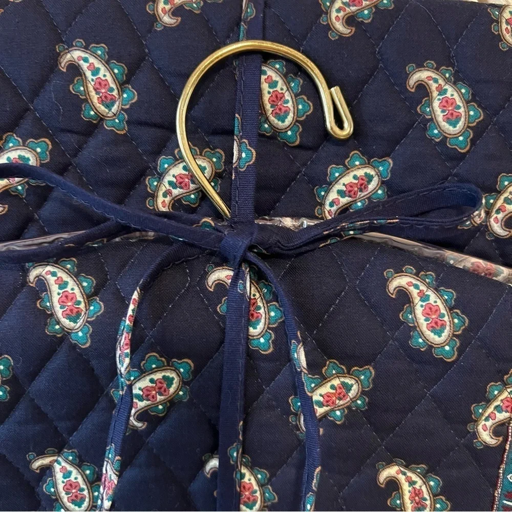 Vintage VERA BRADLEY Navy 1991 Hanging Jewlery Organizer Blue Paisley USA Travel